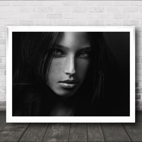 Tanya Portrait Girl Face B&W Model Mood Emotion Feeling Dark Wall Art Print