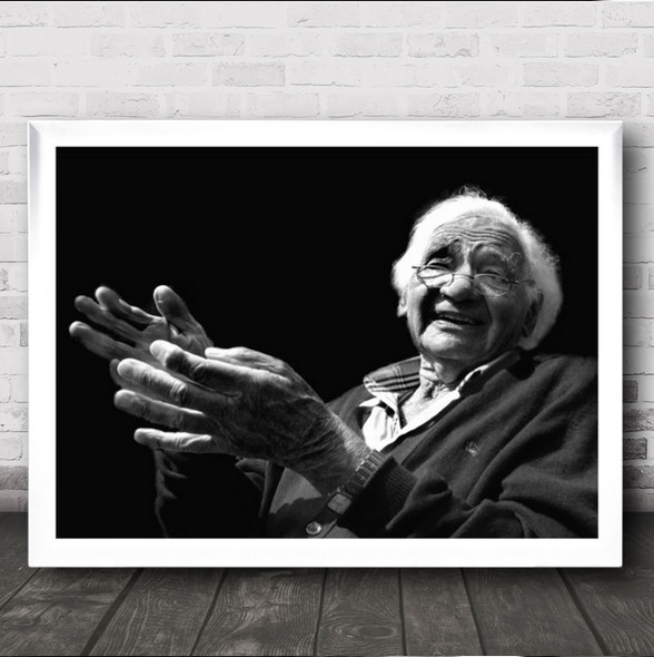 The Art Of Growing Older Portrait Old Man Glasses Watch Clapping Wall Print