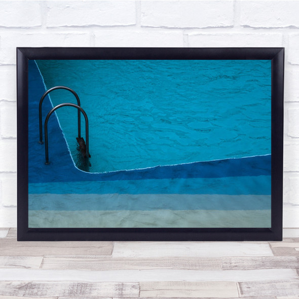 The Round Corner Pool Water Blue Ladder Summer Abstract Swim Wall Art Print