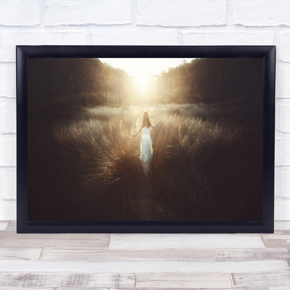 Chase The Sun Mood Portrait Sunset Sunlight Dream Childhood Wall Art Print