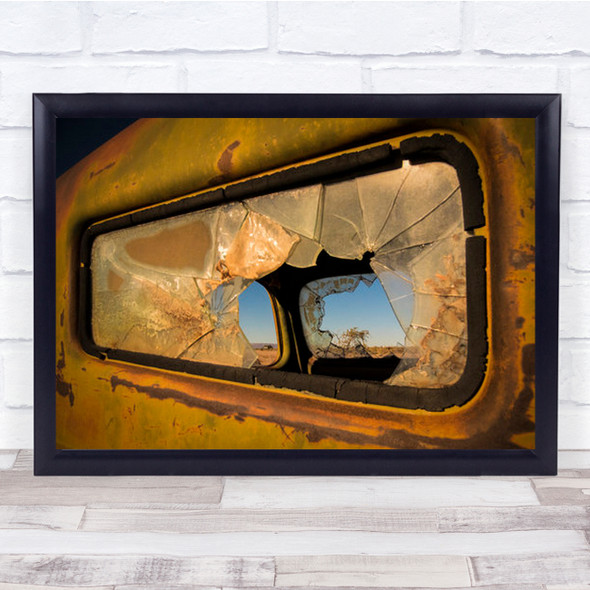 Deserted Old Yellow Truck Car Broken Shard Shards Abandoned Wall Art Print