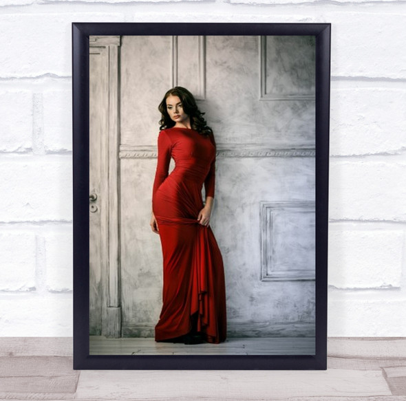 In Red Dress Fashion Attitude Confidence Confideny Portrait Wall Art Print