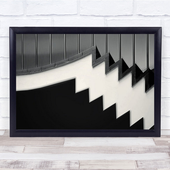 Sawtooth Stairs Staircase Steps Geometry Shapes Graphic B&W Wall Art Print