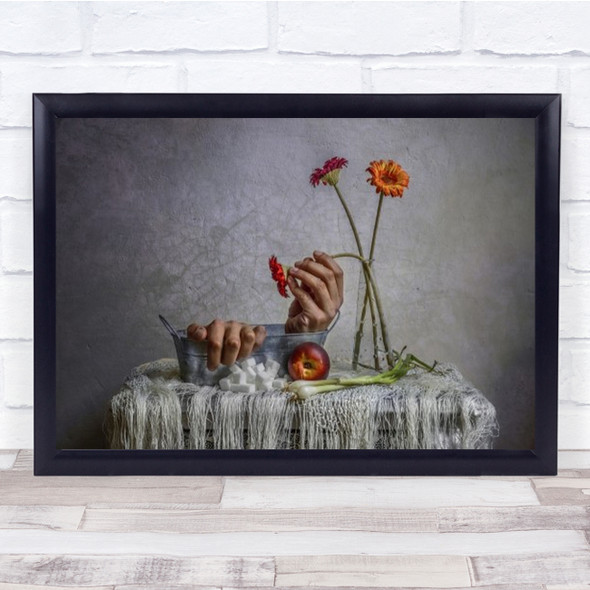 Still Life Hands Hand Surreal Surrealistic Grabbing Flowers Wall Art Print