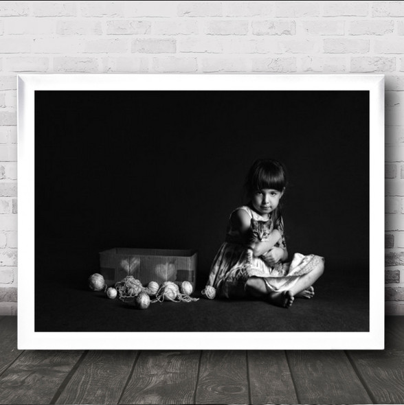 Tiny Love Portrait Girl Half Body Cat Captive Animal Petbox Wall Art Print