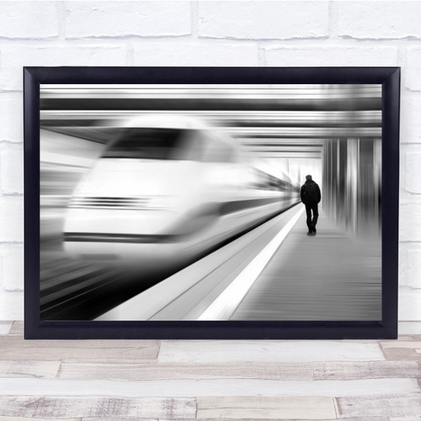 Travelling Train Railway Railroad Passenger Person Platform Wall Art Print