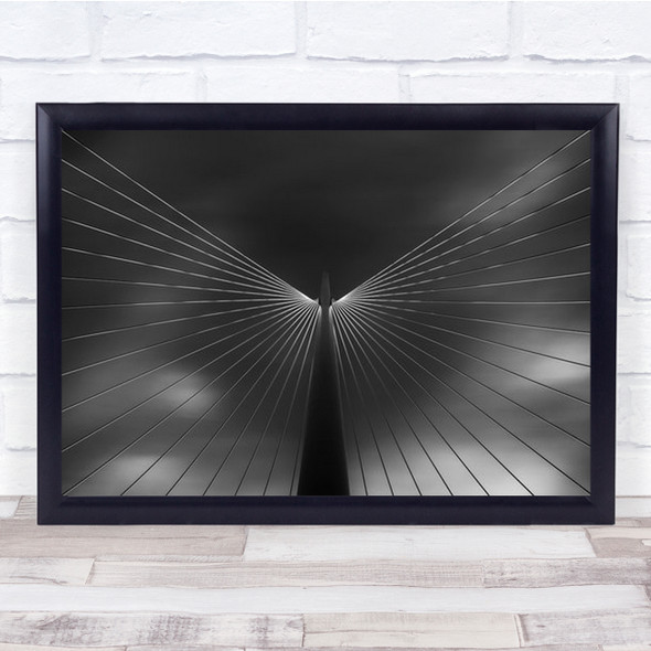 Angel In Black And White Abstract Bridge Lines Perspective Wall Art Print