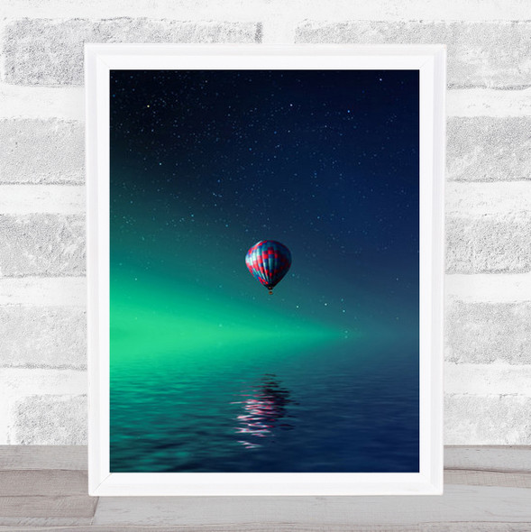 Balloon On Lake Batllava Landscape Sunset Reflection Night Wall Art Print