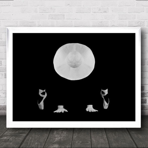 Imagine B&W Dark Graphic Hat Shoes Gloves Ballet Ballerina Wall Art Print