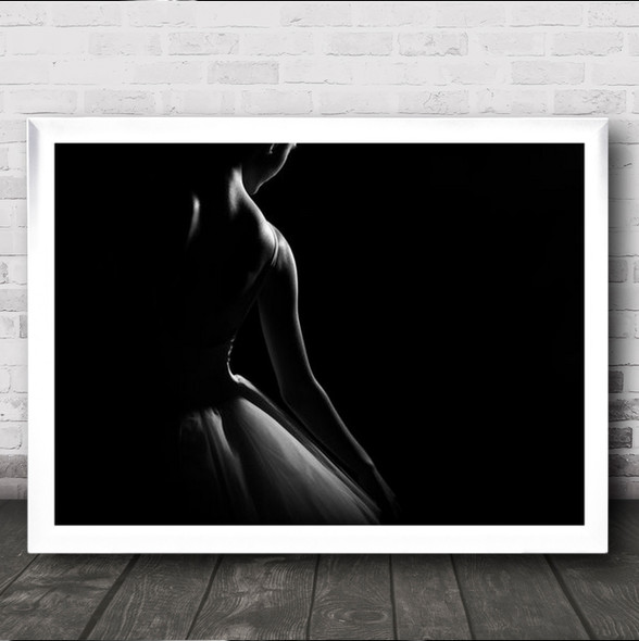 Outline Dancer Dancing Dance Ballet Ballerina Dark Low Key Wall Art Print