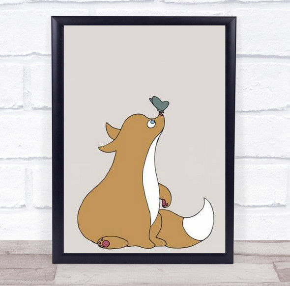 The Fox Animal Illustration Kids Room Cute Animals Graphic Wall Art Print