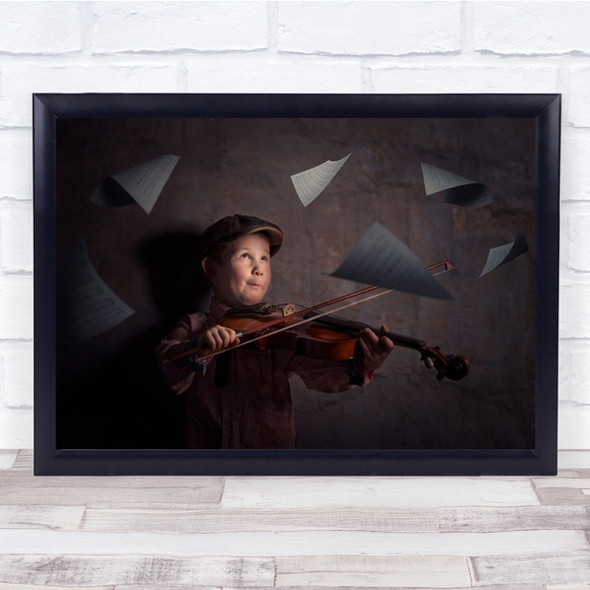 The Magic Of Music Violin Children Kids Play Playing Notes Wall Art Print