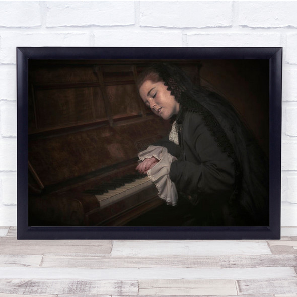 Dreaming Of My Music Portrait Instrument Renaissance Girl Wall Art Print