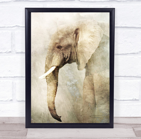 Elephant Elephants Creative Edit Animal Animals Painterly Wall Art Print