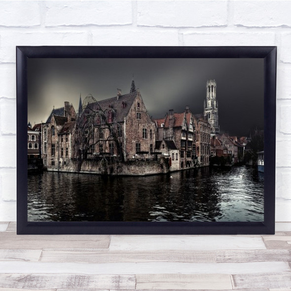 The Darkness Of Winter Cold Bruges Historical Center City Wall Art Print