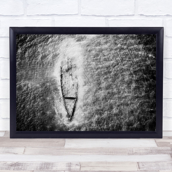 The Wrecked Ship Boat Wreck Landscape Water B&W Sea Ocean Wall Art Print