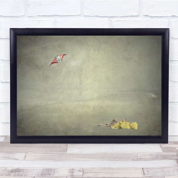 Thoughts Fly Beach Flying Kite Sea Creative Edit Vacation Wall Art Print