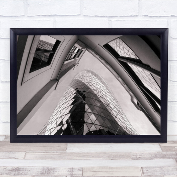 Gherkin London Architecture Toned Tower Glass Reflection Wall Art Print