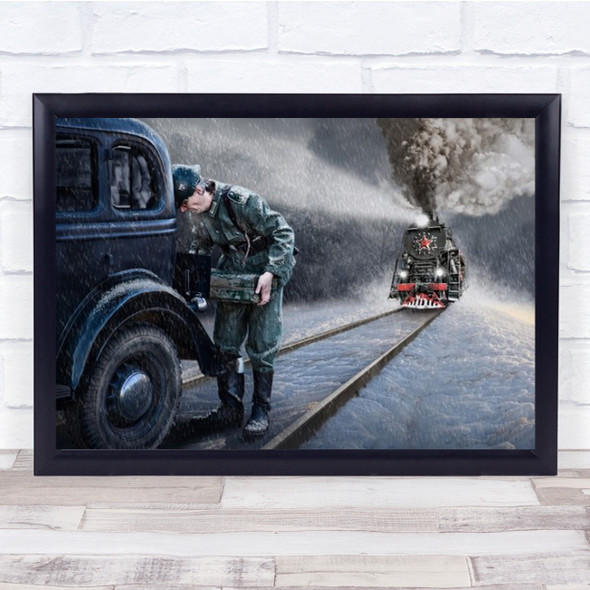 Our Locomotive Train Rail Railroad Smoke Surreal Montage Wall Art Print