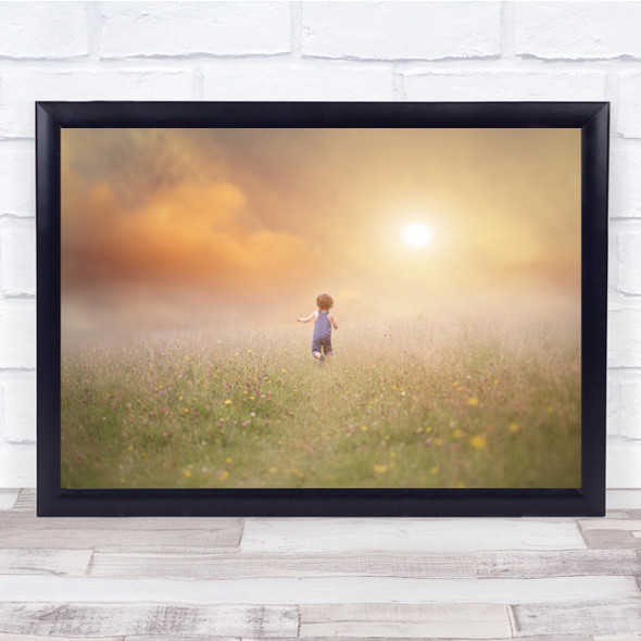 Run Child Sunset Meadow Summer Dreams Free Freedom Dream Wall Art Print