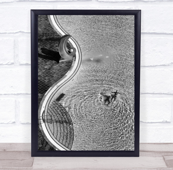 Swimming Pool B&W Aerial Holiday Vacation Float Floating Wall Art Print