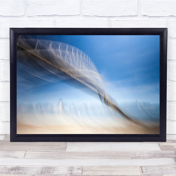 The Fredrikstad Bridge 3 Abstract Blue Hazy Blur Unclear Wall Art Print