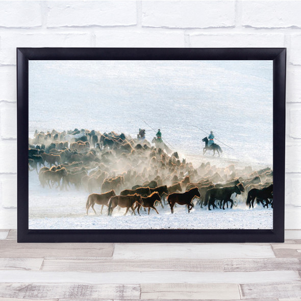 Fine Horses Animal Animals Ride Rider Riding Horse Dust Wall Art Print