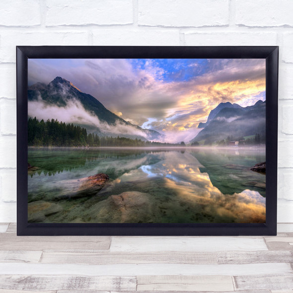 Lake Hintersee Landscape Seascape Water Lagoon Mountain Wall Art Print