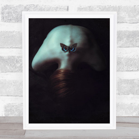 Moth Woman Back Insect Conceptual Eerie Mood Spine Dark Wall Art Print