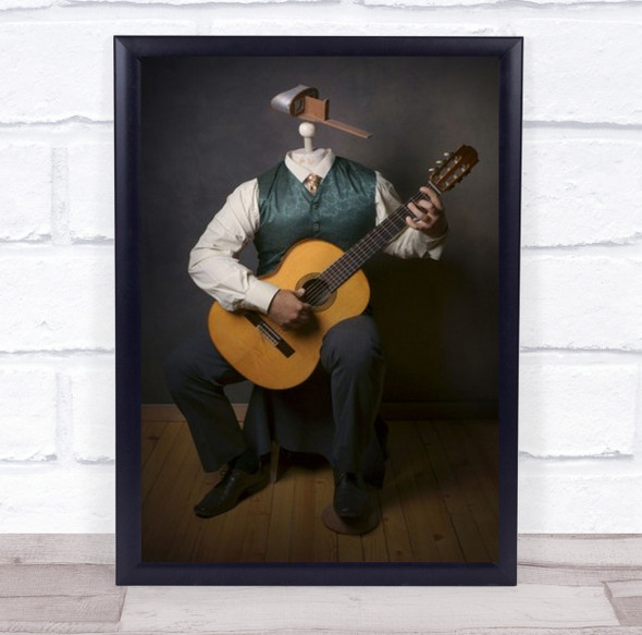 No Title Creative Edit Edited Obscuring Guitar Wood Man Wall Art Print