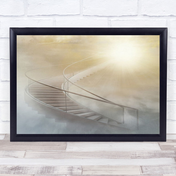 Stairway To Heaven Creative Edit Texture Sun Clouds Sky Wall Art Print