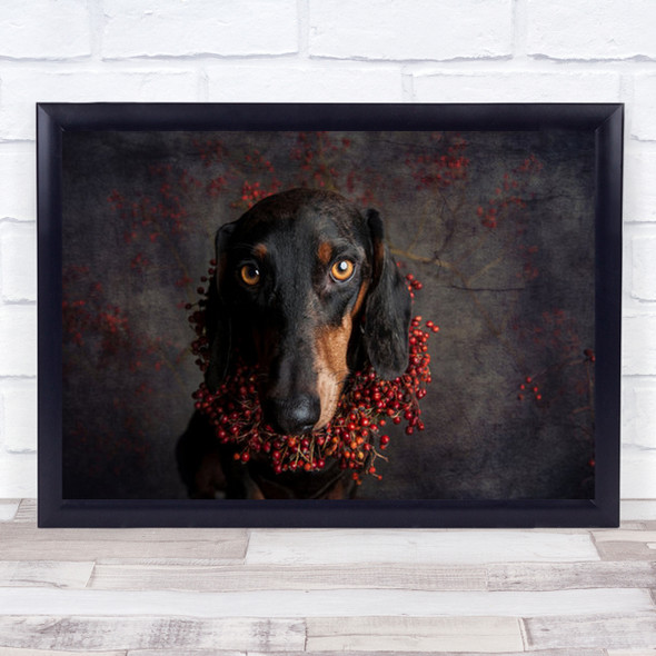 To Autumn Dogs Studio Animal Portrait Dog Pet Berry Necklace Art Print