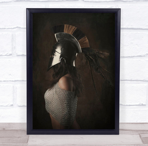 Lady Knight Soldier Medieval Chainmail Helmet Portrait Wall Art Print