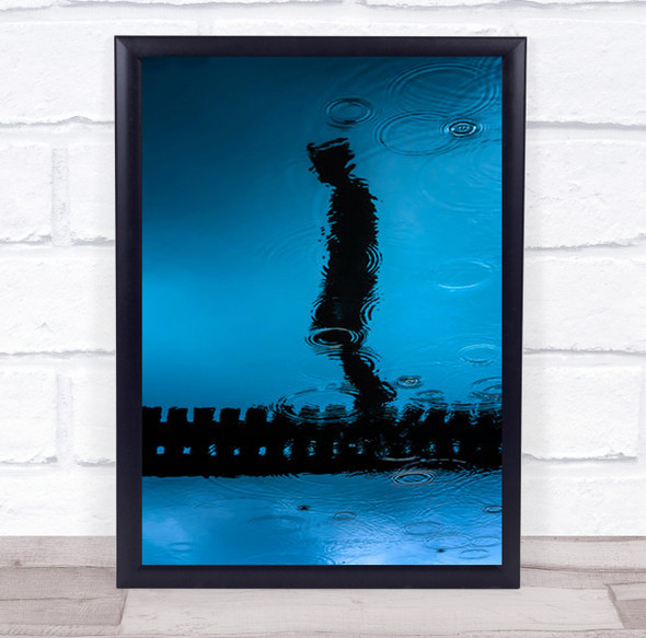 Rain Bridge Reflection Graphic Shadown Of Man In Water Wall Art Print