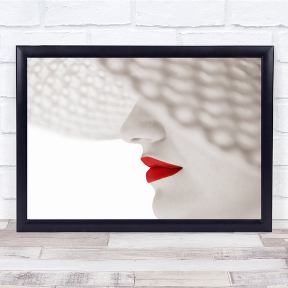 Red Creative Edit Lips Romance Mouth Hat Nose Romantic Wall Art Print