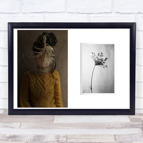 Disconnected Portrait Woman Conceptual Flower Diptych Wall Art Print