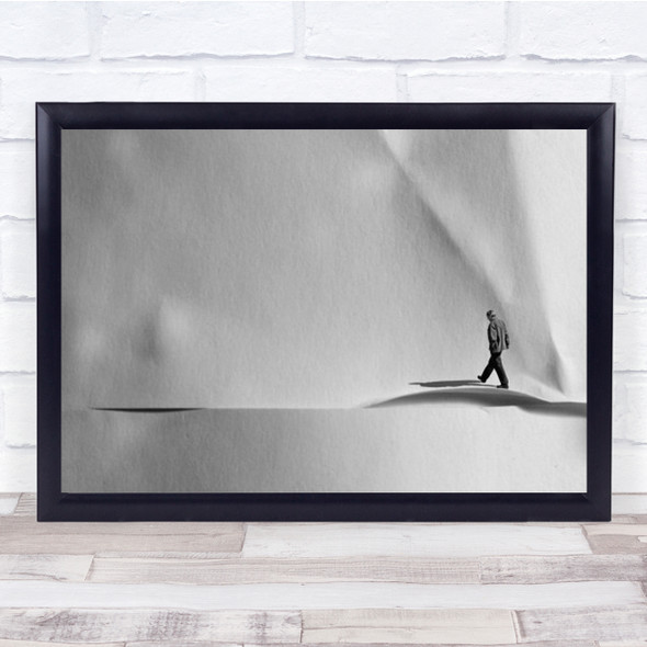 Loneliness Paper Man Creative Edit Shadow Person Walk Wall Art Print