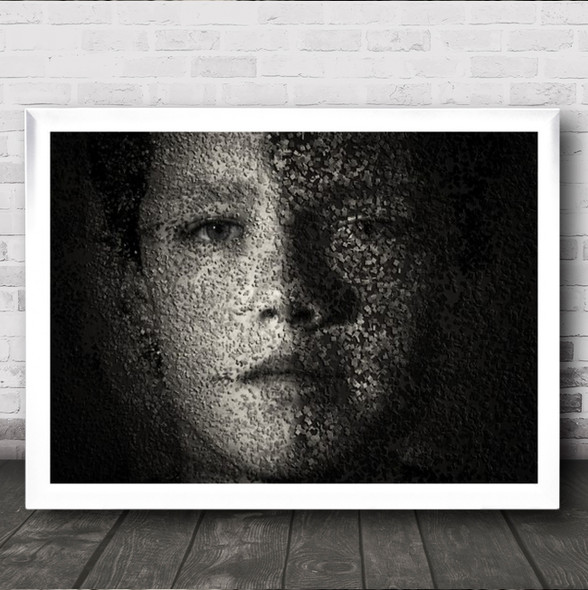 Shattered Creative Edit Edited Boy Half Body Face B&W Wall Art Print