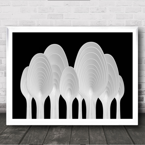 Spoons Abstract Tree Rings Spoon Graphic Contrast B&W Wall Art Print