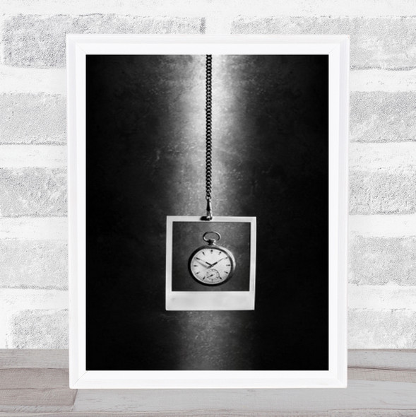 Time Illusion Clock Chain Watch Pocket B&W Photograph Wall Art Print