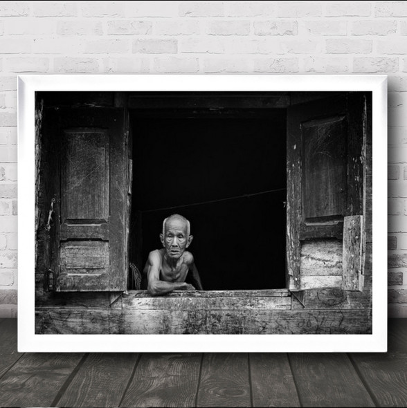 Watching From Old Window Man Person Sumaniak Province Wall Art Print