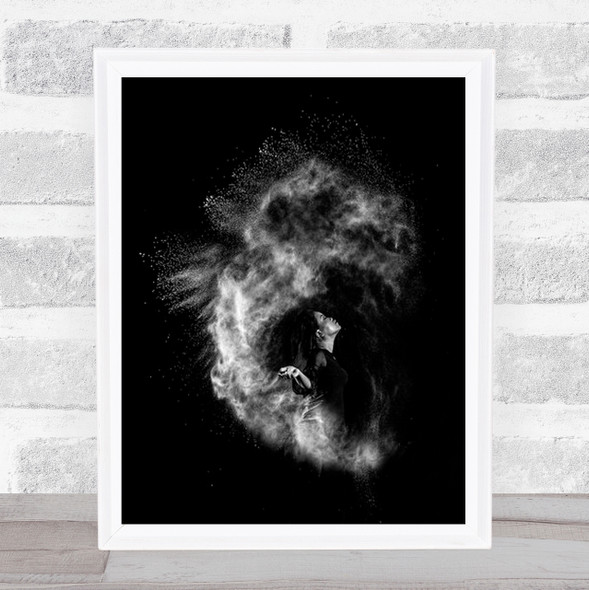 Ensoul Portrait B&W Dark Low Woman Flour Dust Smoke Wall Art Print