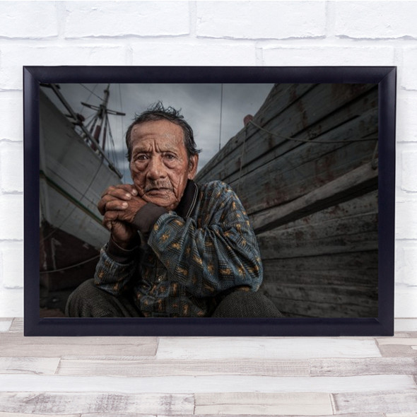 Jakarta Shipyard Portrait Man Indonesia Id Old Ship Wall Art Print