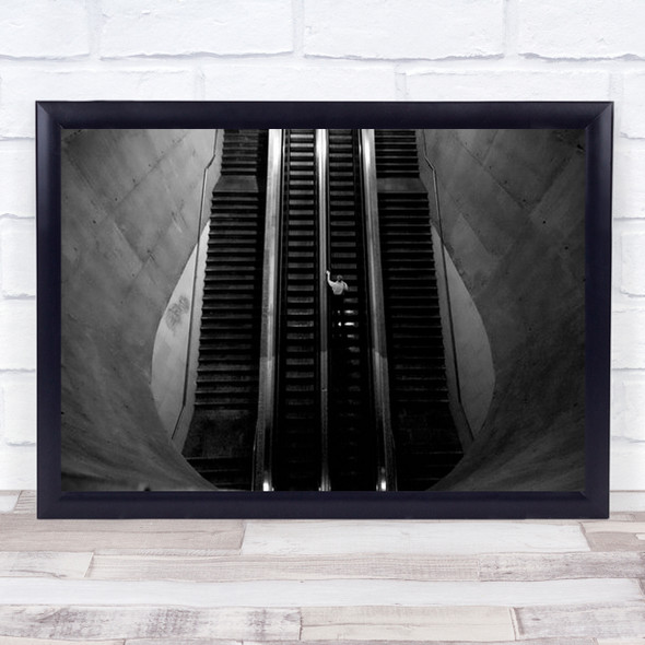 Man On Staircase B&W Underground Street Person City Wall Art Print