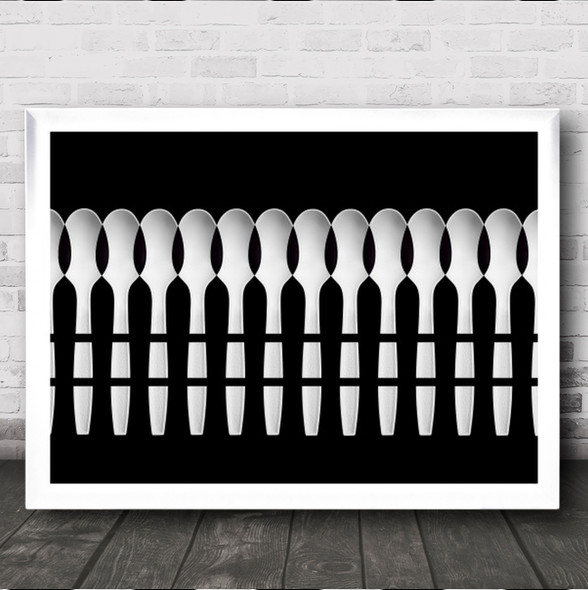 Spoons Abstract Fence Spoon Kitchen Cutlery Pattern Wall Art Print