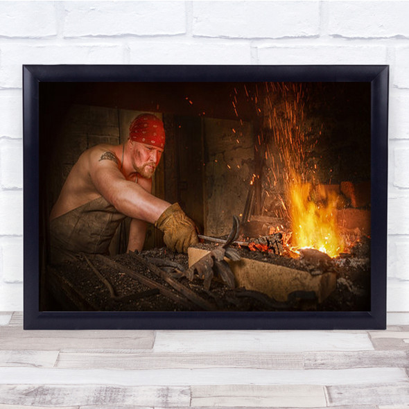 Blacksmith Forge Man Panorama Panoramic Smith Fire Wall Art Print