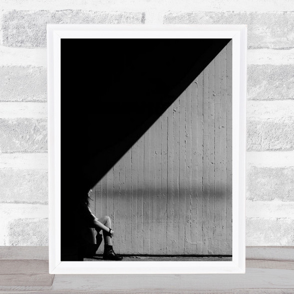 Diagonal Portrait Abstract Wall Contrast B&W Girl Woman Art Print