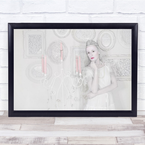 Porcelain Doll Make Up Woman Creative Edit Candles Wall Art Print