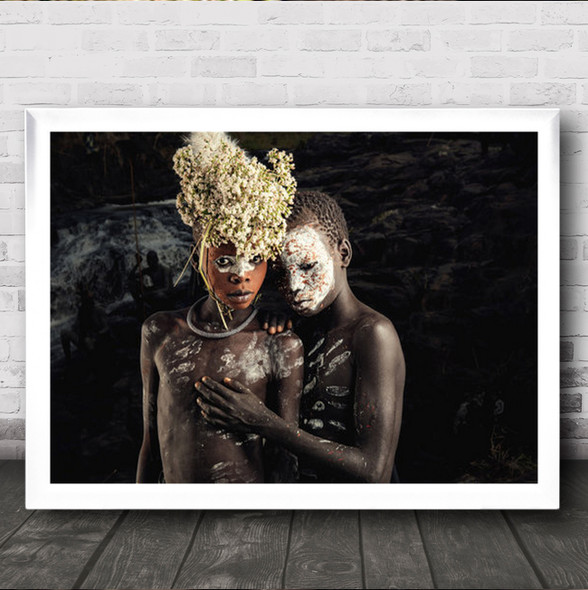 Suri Tribe With Traditional Omo Valley Documentary Wall Art Print