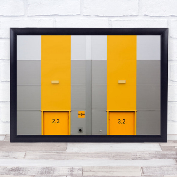 Yellow Mirror Abstract Wall Number Grey Shapes Patterns Art Print